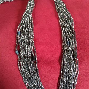 New Silver/Gray Seed Bead Necklace & Bracelet